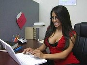 Jenaveve Jolie helping her co-worker to write short erotic stories for an adult website